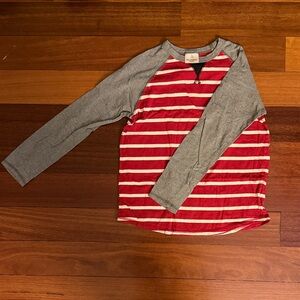 Hanna Andersson Red and Gray Striped Long Sleeve Tee